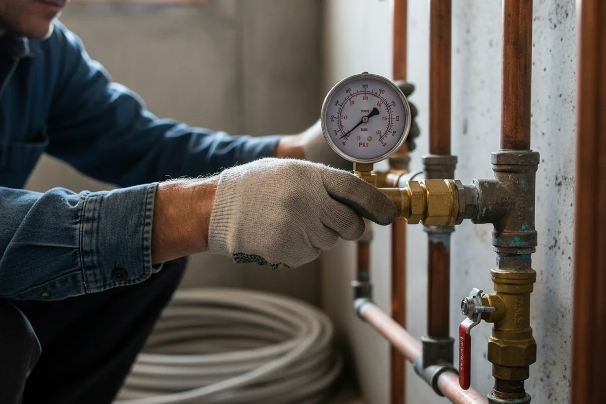 Pressure testing a repaired line during Water Line Repair in Grain Valley
